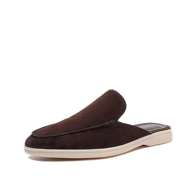 Mule in chocolate brown, side view
