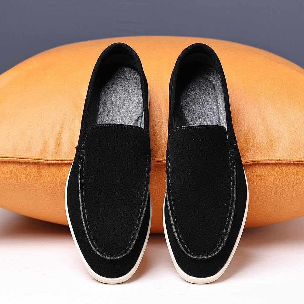Suede-look loafer in black