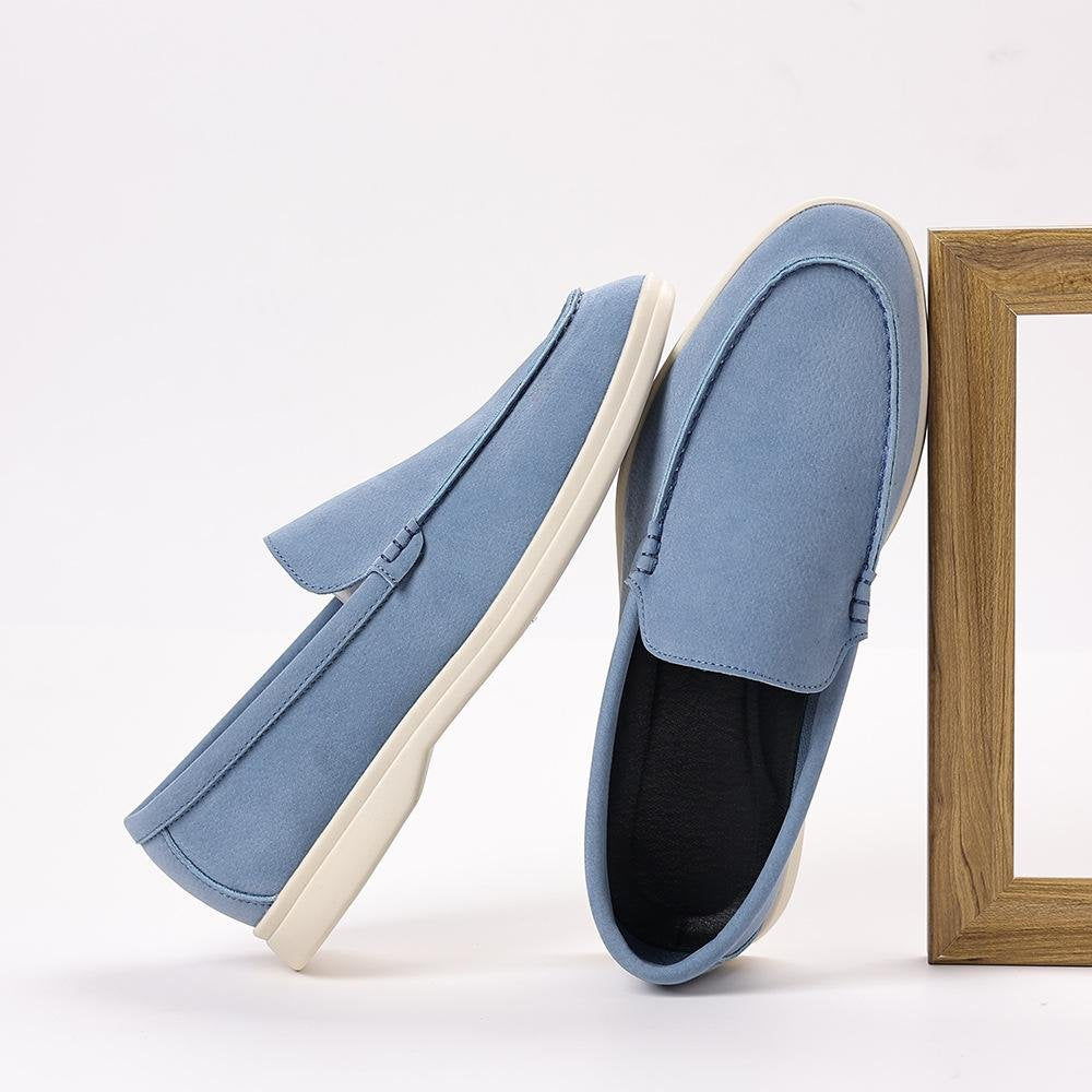 Suede-look loafer in sky blue